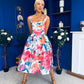Raisa Strappy Sweetheart Neck Midi Dress Floral
