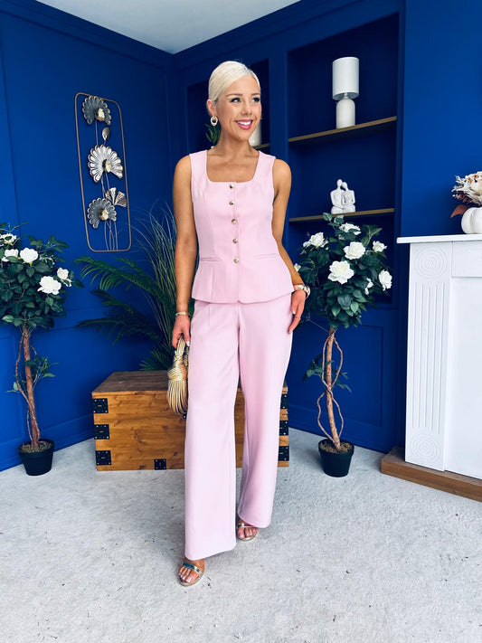 Jamie Waistcoat And Jo Trouser Set Pwr Pink