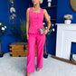 Jamie Waistcoat And Jo Trouser Set Fuchsia