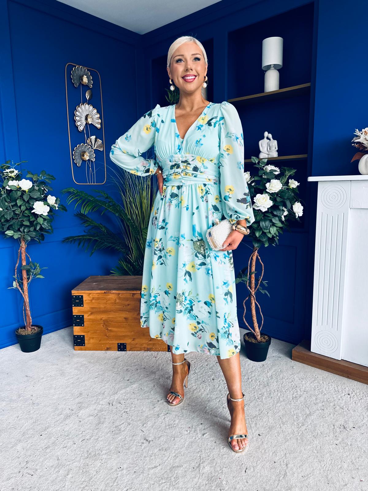 Bronagh Banded Midi Dress Floral Mint