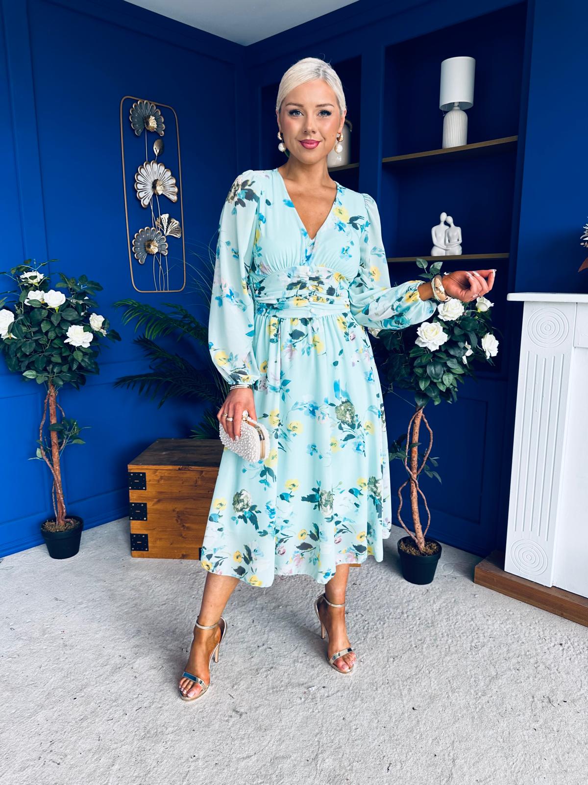 Bronagh Banded Midi Dress Floral Mint