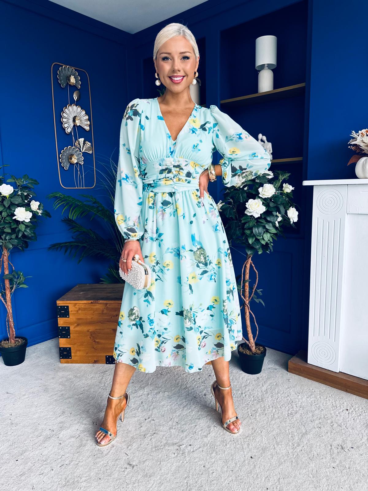 Bronagh Banded Midi Dress Floral Mint