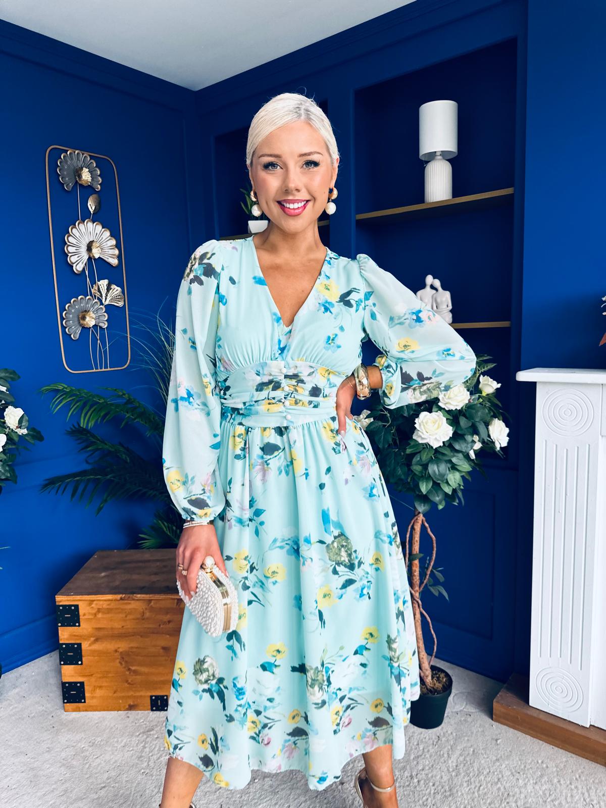 Bronagh Banded Midi Dress Floral Mint