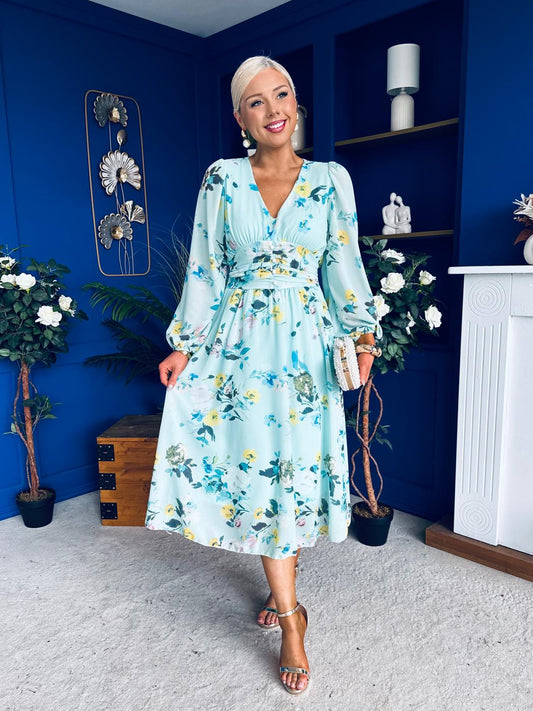 Bronagh Banded Midi Dress Floral Mint