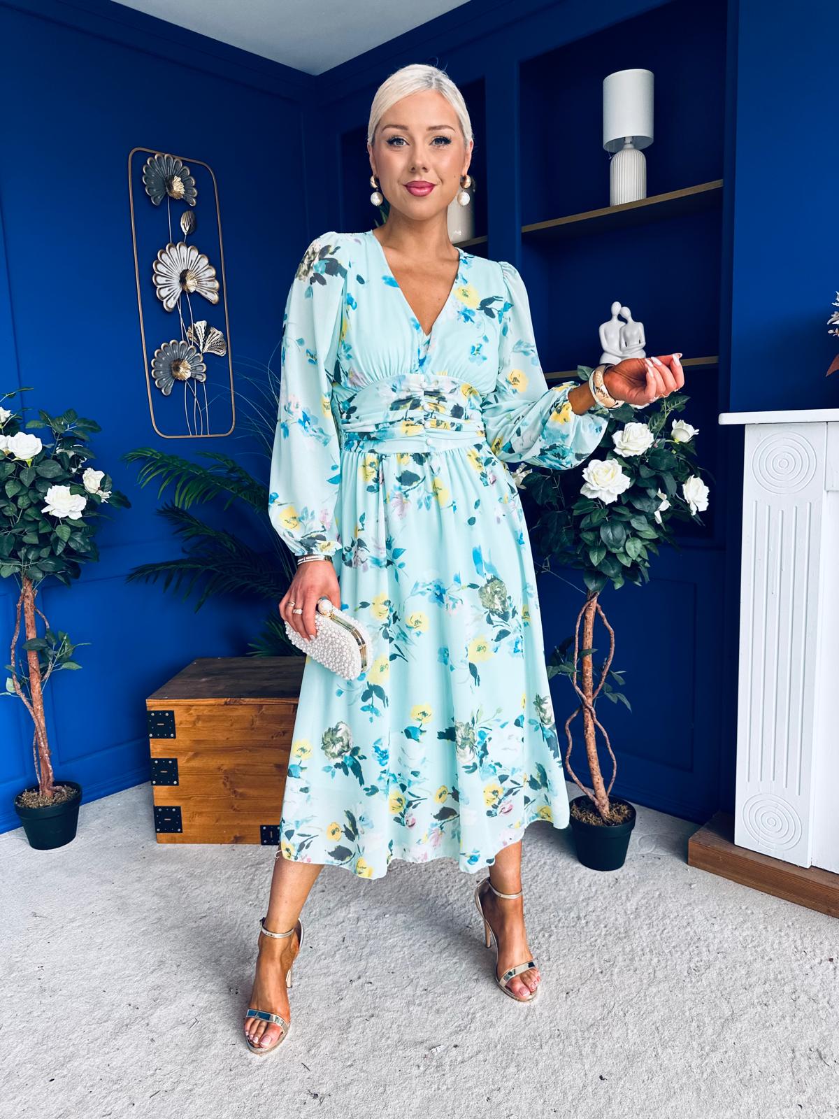 Bronagh Banded Midi Dress Floral Mint