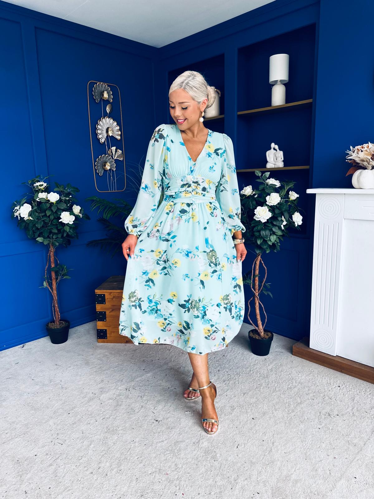 Bronagh Banded Midi Dress Floral Mint