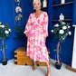 Bronagh Banded Midi Dress Floral Pink