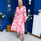 Bronagh Banded Midi Dress Floral Pink