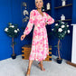 Bronagh Banded Midi Dress Floral Pink