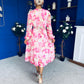 Bronagh Banded Midi Dress Floral Pink