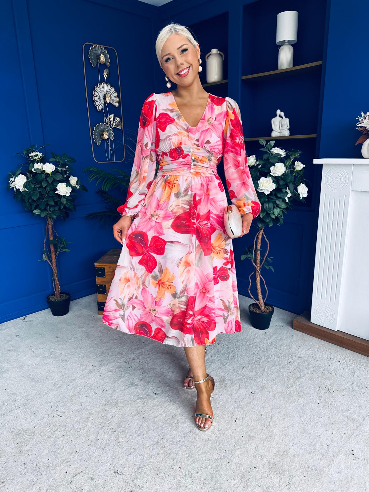 Bronagh Banded Midi Dress Floral Rouge