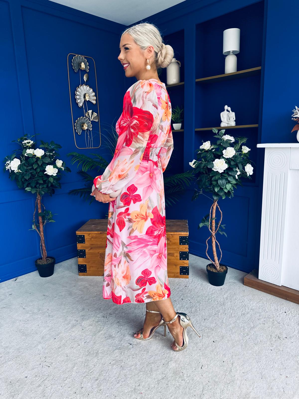 Bronagh Banded Midi Dress Floral Rouge