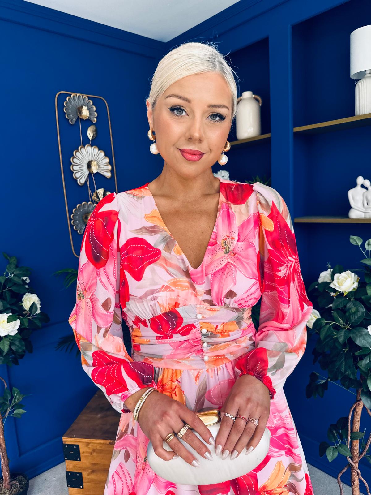 Bronagh Banded Midi Dress Floral Rouge