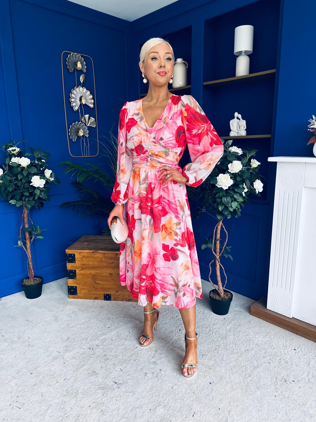 Bronagh Banded Midi Dress Floral Rouge