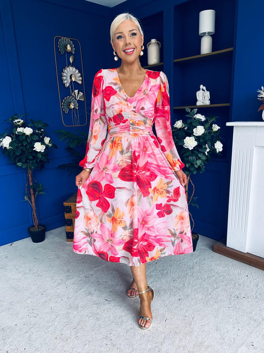 Bronagh Banded Midi Dress Floral Rouge