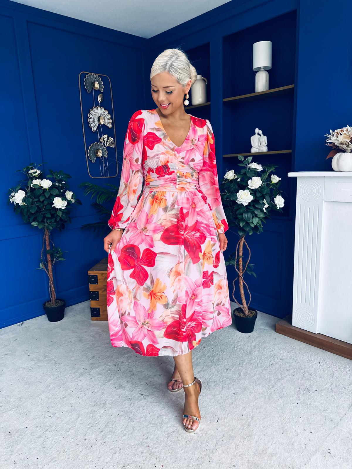 Bronagh Banded Midi Dress Floral Rouge