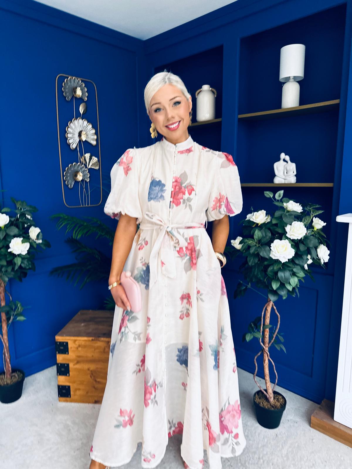 Elizabeth Detailed Shirt Dress Floral Cream