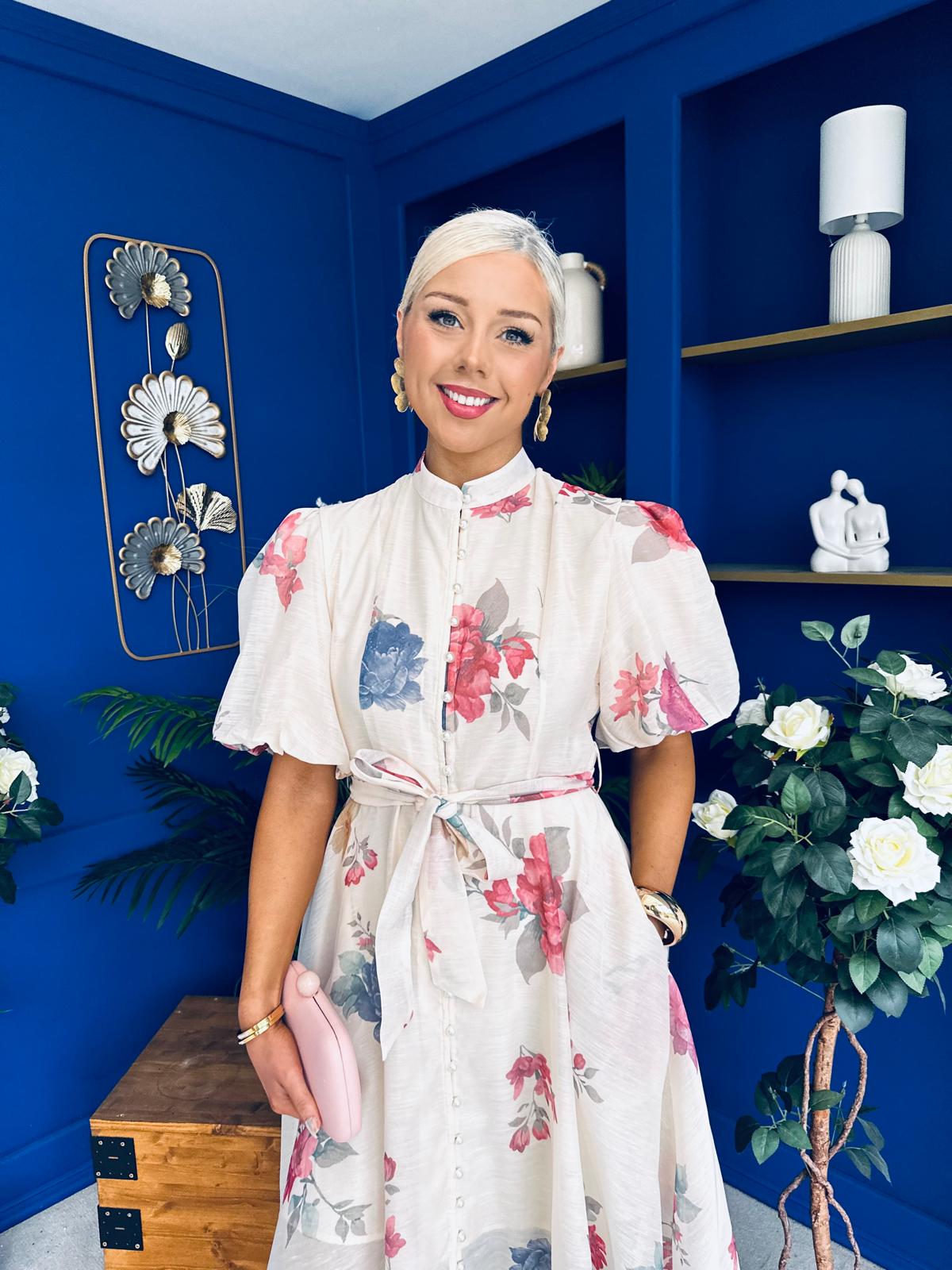 Elizabeth Detailed Shirt Dress Floral Cream