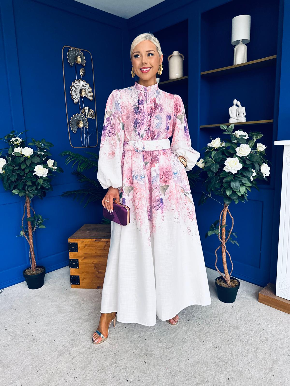 Laura Detailed Shirt Dress Floral White