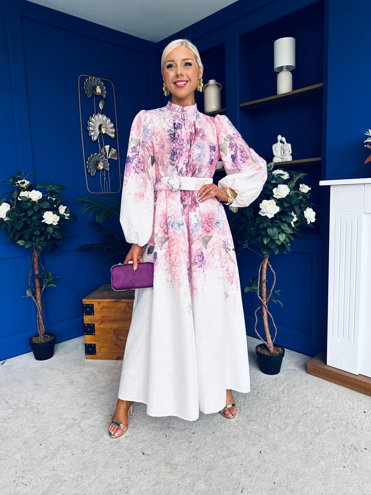 Laura Detailed Shirt Dress Floral White