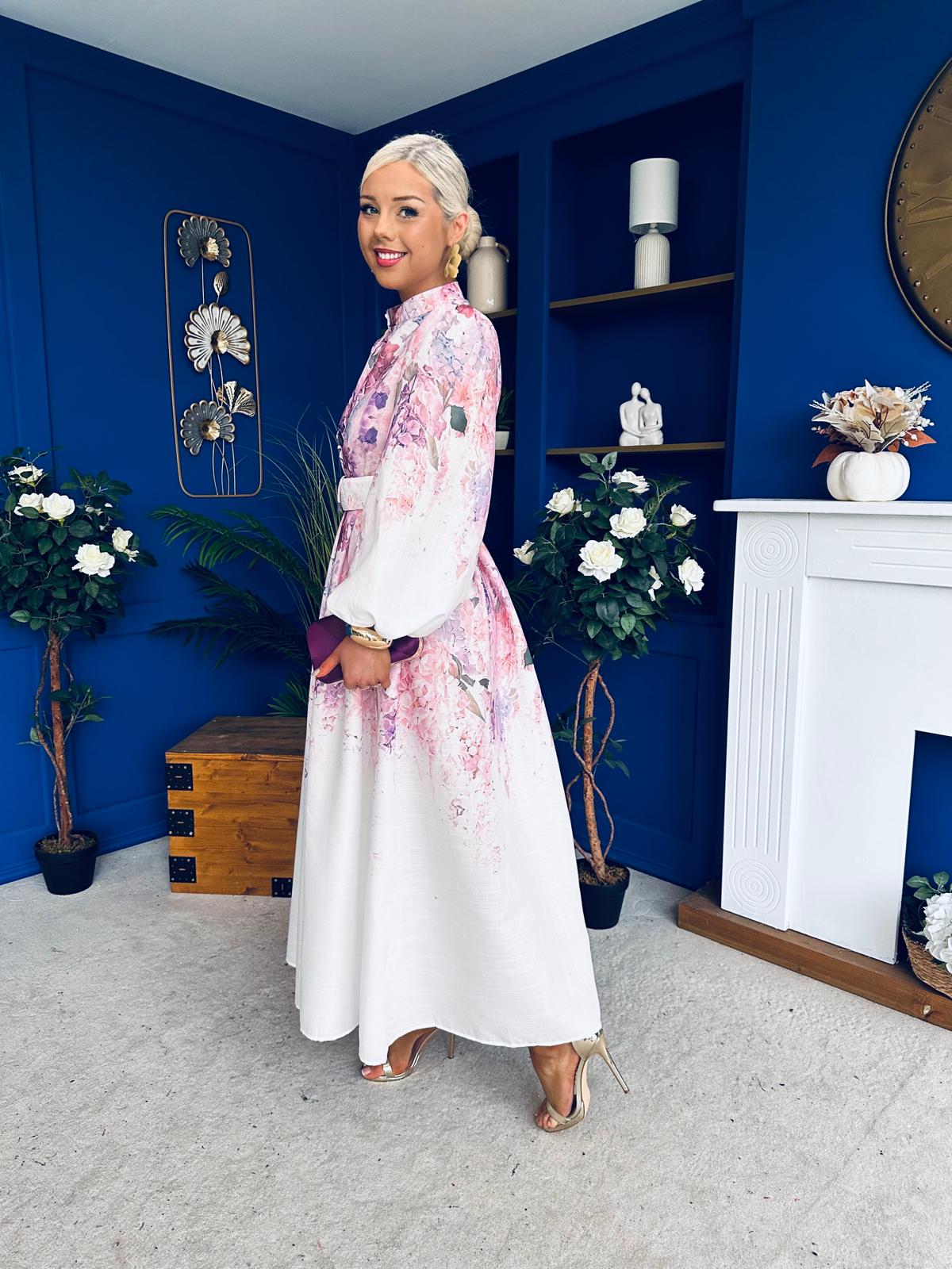 Laura Detailed Shirt Dress Floral White