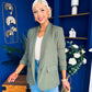 Sarah Gathered Sleeve Blazer Khaki