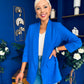 Sarah Gathered Sleeve Blazer Cobalt