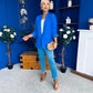 Sarah Gathered Sleeve Blazer Cobalt