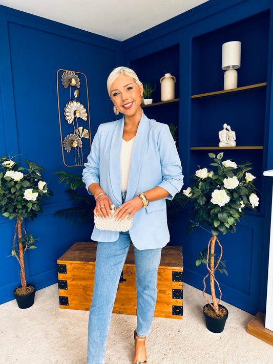 Sarah Gathered Sleeve Blazer Pwr Blue