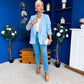 Sarah Gathered Sleeve Blazer Pwr Blue