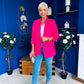 Sarah Gathered Sleeve Blazer Fuchsia