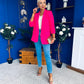 Sarah Gathered Sleeve Blazer Fuchsia