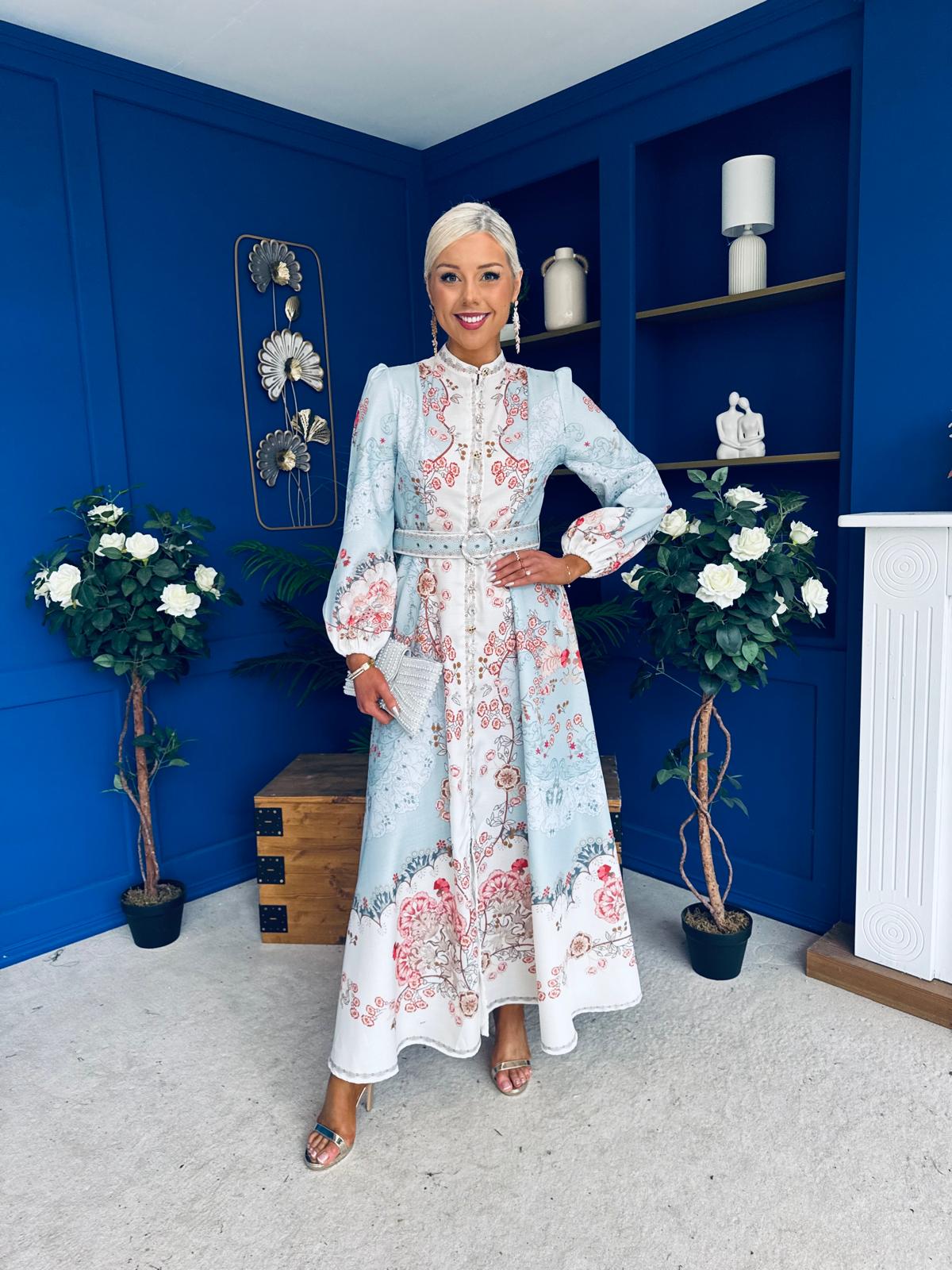 Joanna Detailed Midi Shirt Dress Pastel Blue