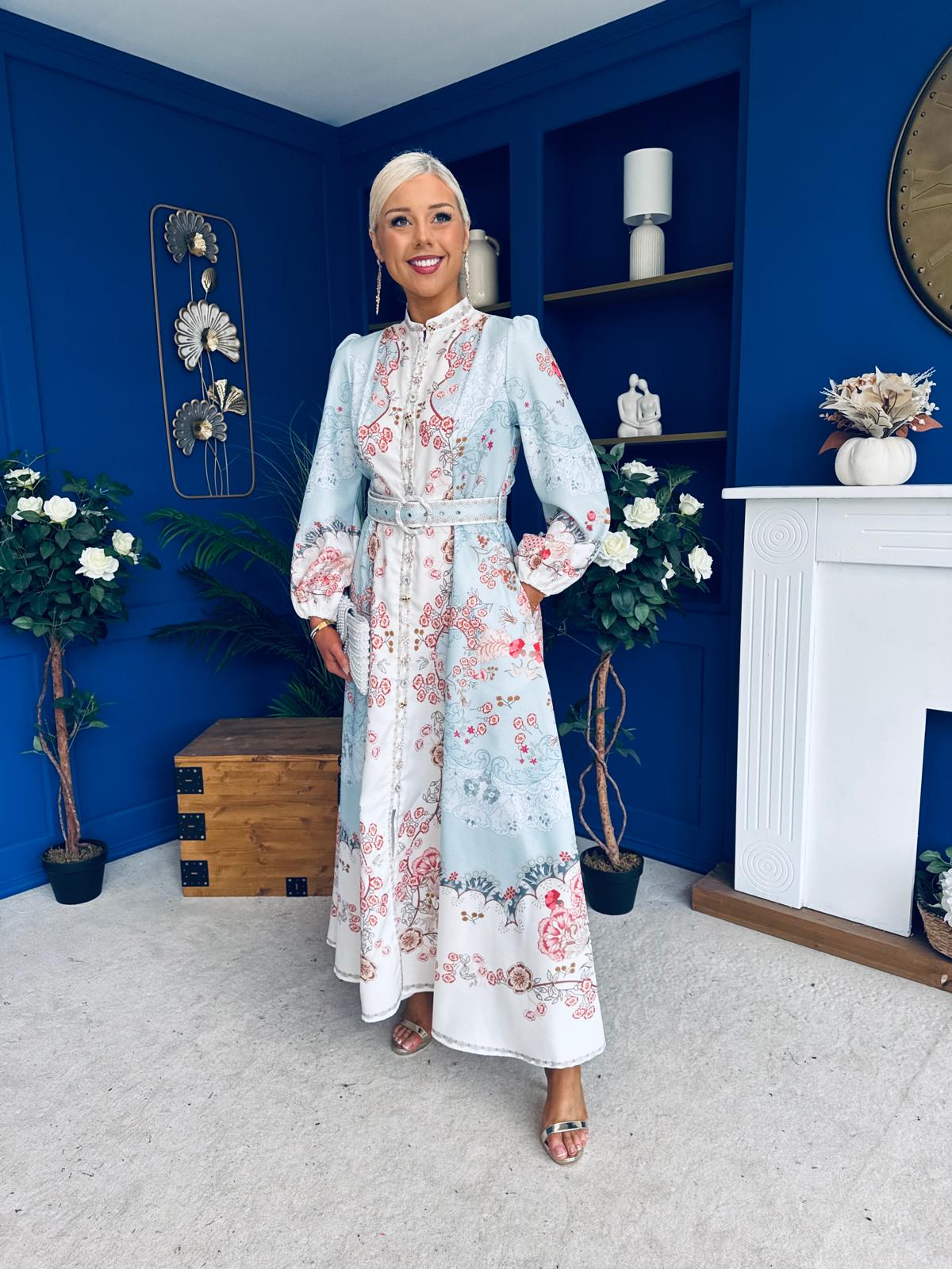 Joanna Detailed Midi Shirt Dress Pastel Blue