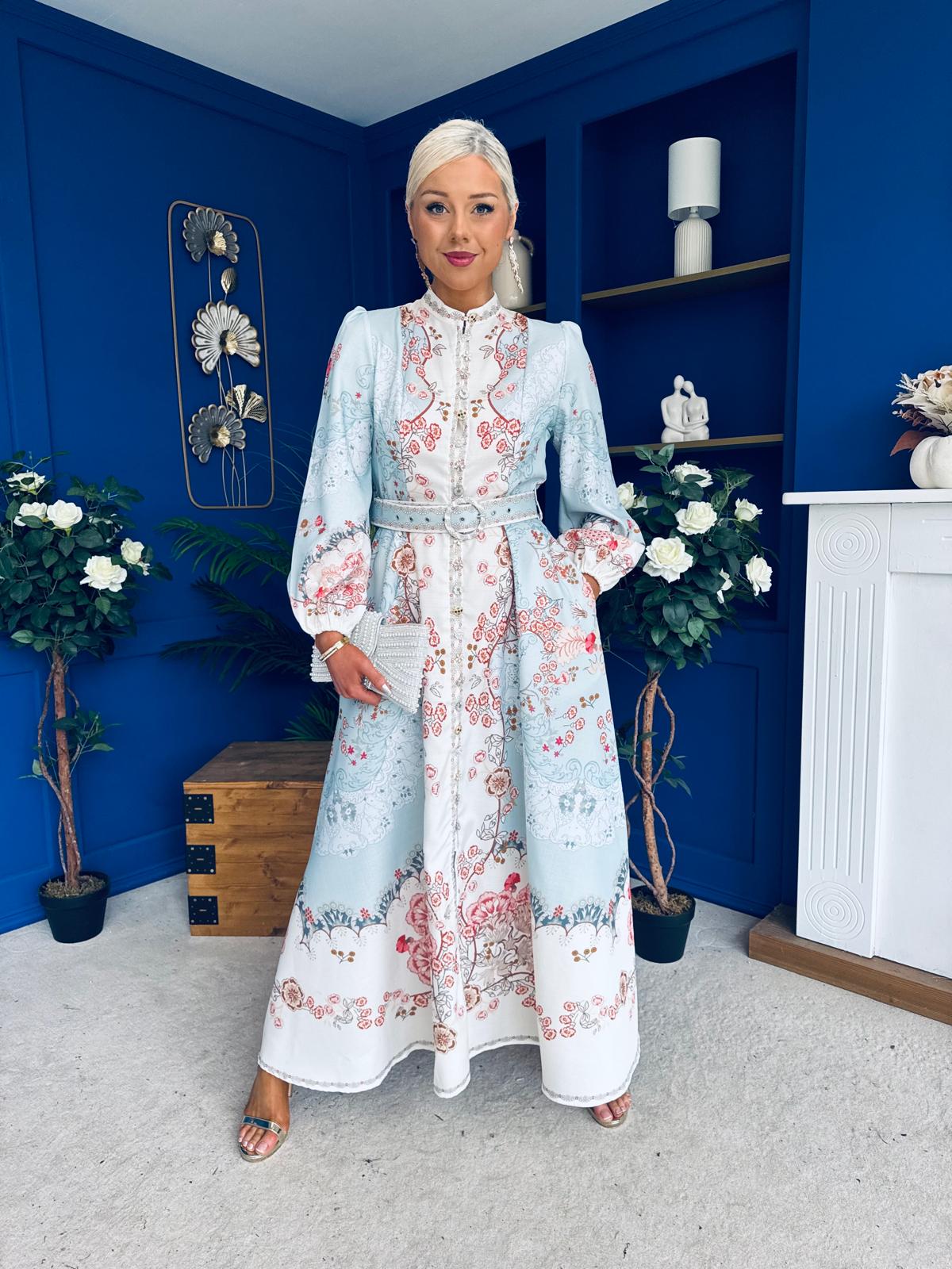 Joanna Detailed Midi Shirt Dress Pastel Blue