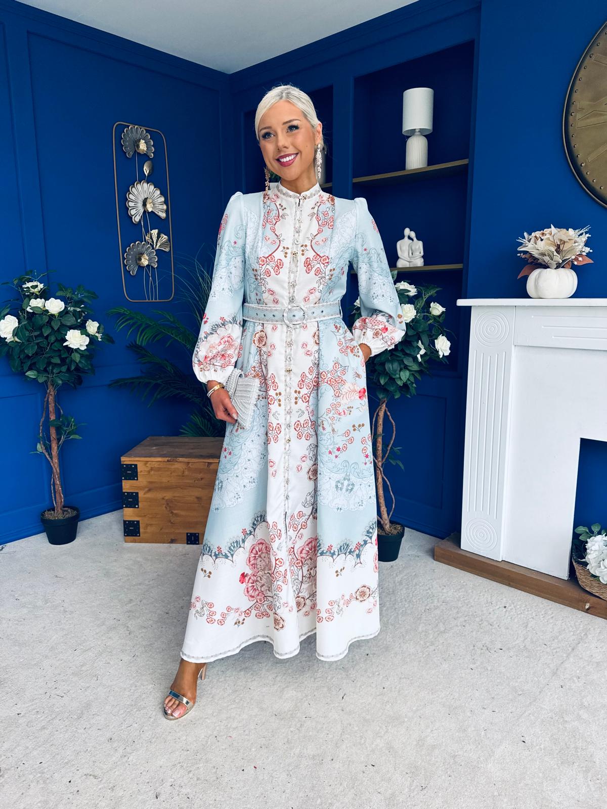 Joanna Detailed Midi Shirt Dress Pastel Blue