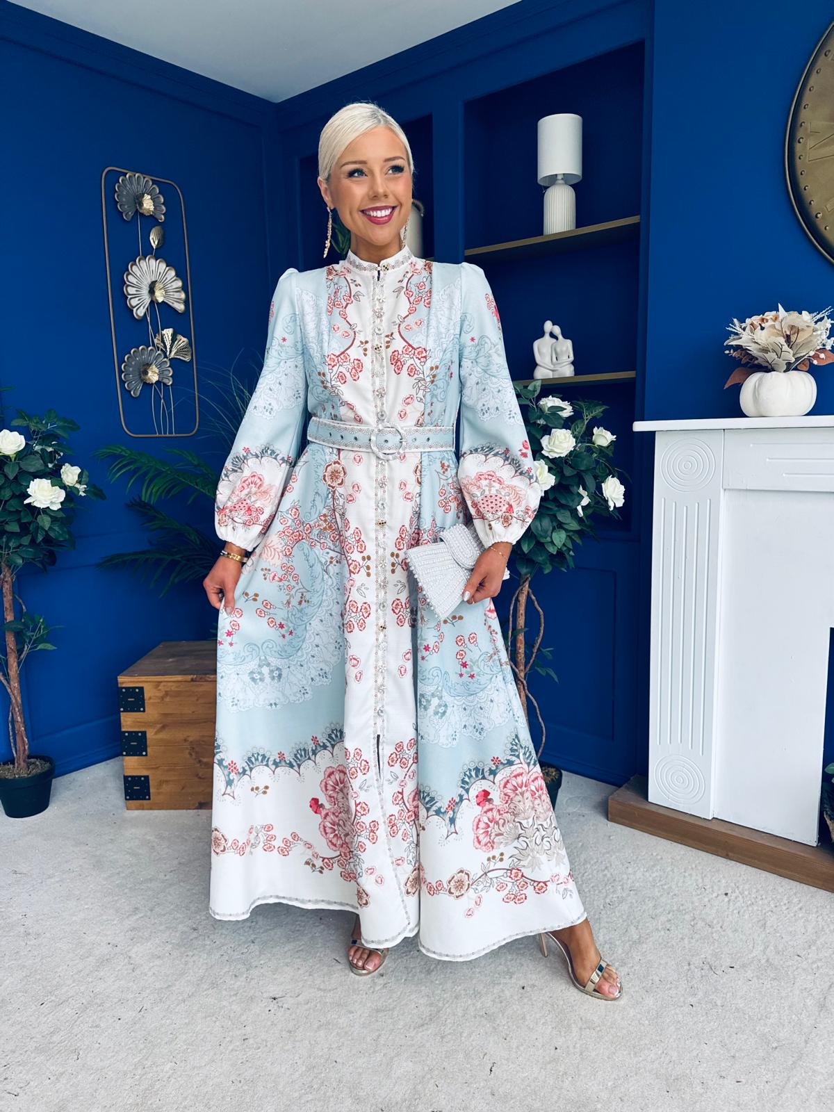 Joanna Detailed Midi Shirt Dress Pastel Blue