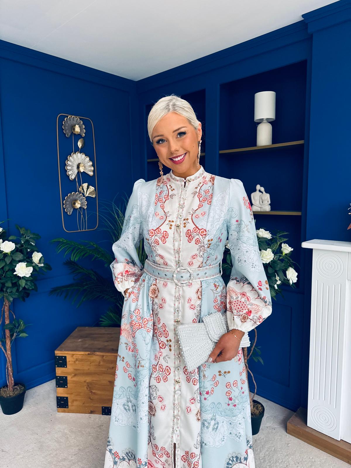 Joanna Detailed Midi Shirt Dress Pastel Blue