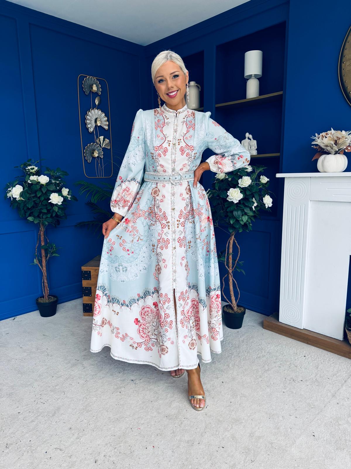 Joanna Detailed Midi Shirt Dress Pastel Blue