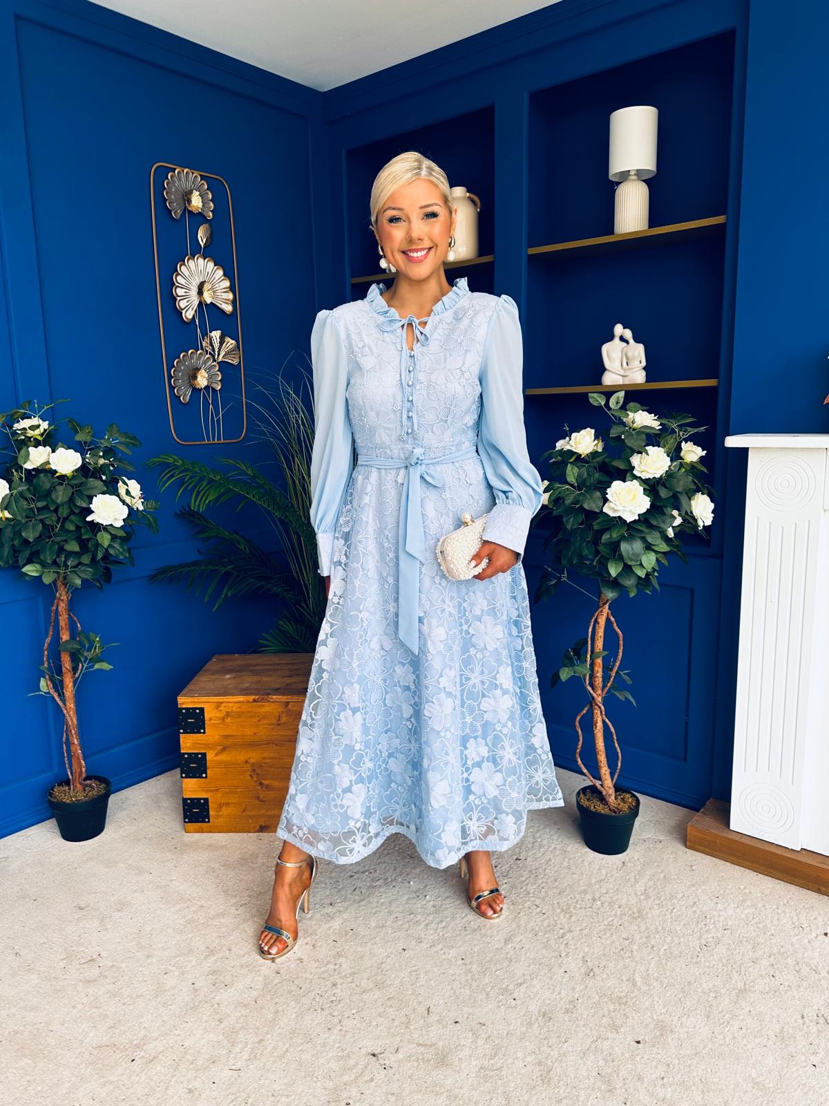 Oran Detailed Midi Shirt Dress Pwr Blue