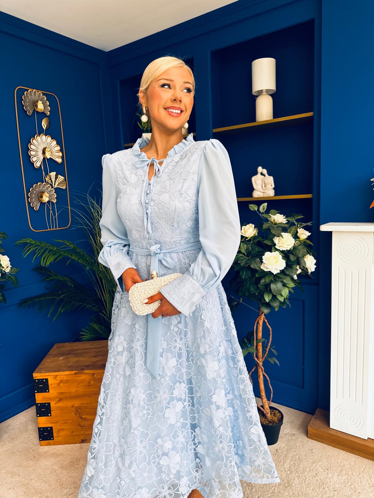 Oran Detailed Midi Shirt Dress Pwr Blue