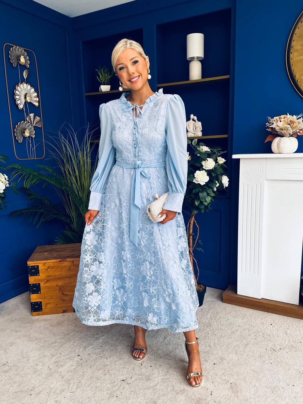 Oran Detailed Midi Shirt Dress Pwr Blue
