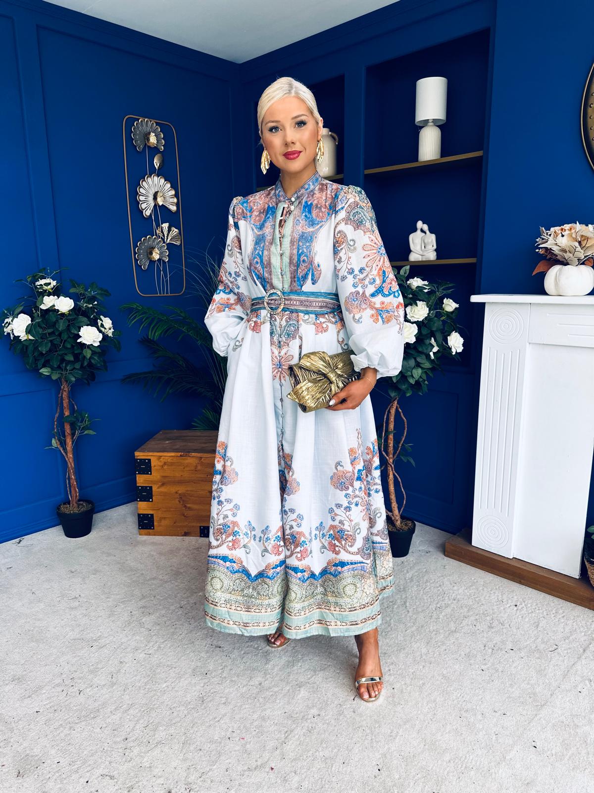 Presley Detailed Midi Shirt Dress Pwr Blue
