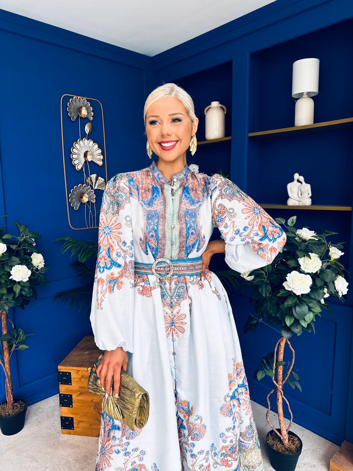 Presley Detailed Midi Shirt Dress Pwr Blue