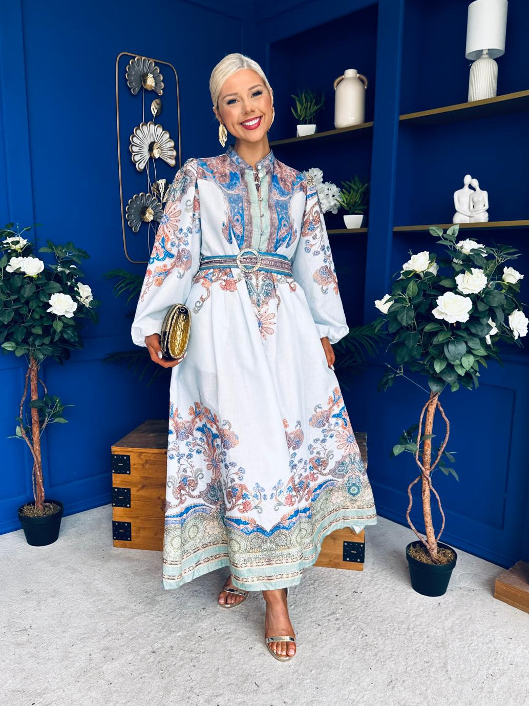 Presley Detailed Midi Shirt Dress Pwr Blue