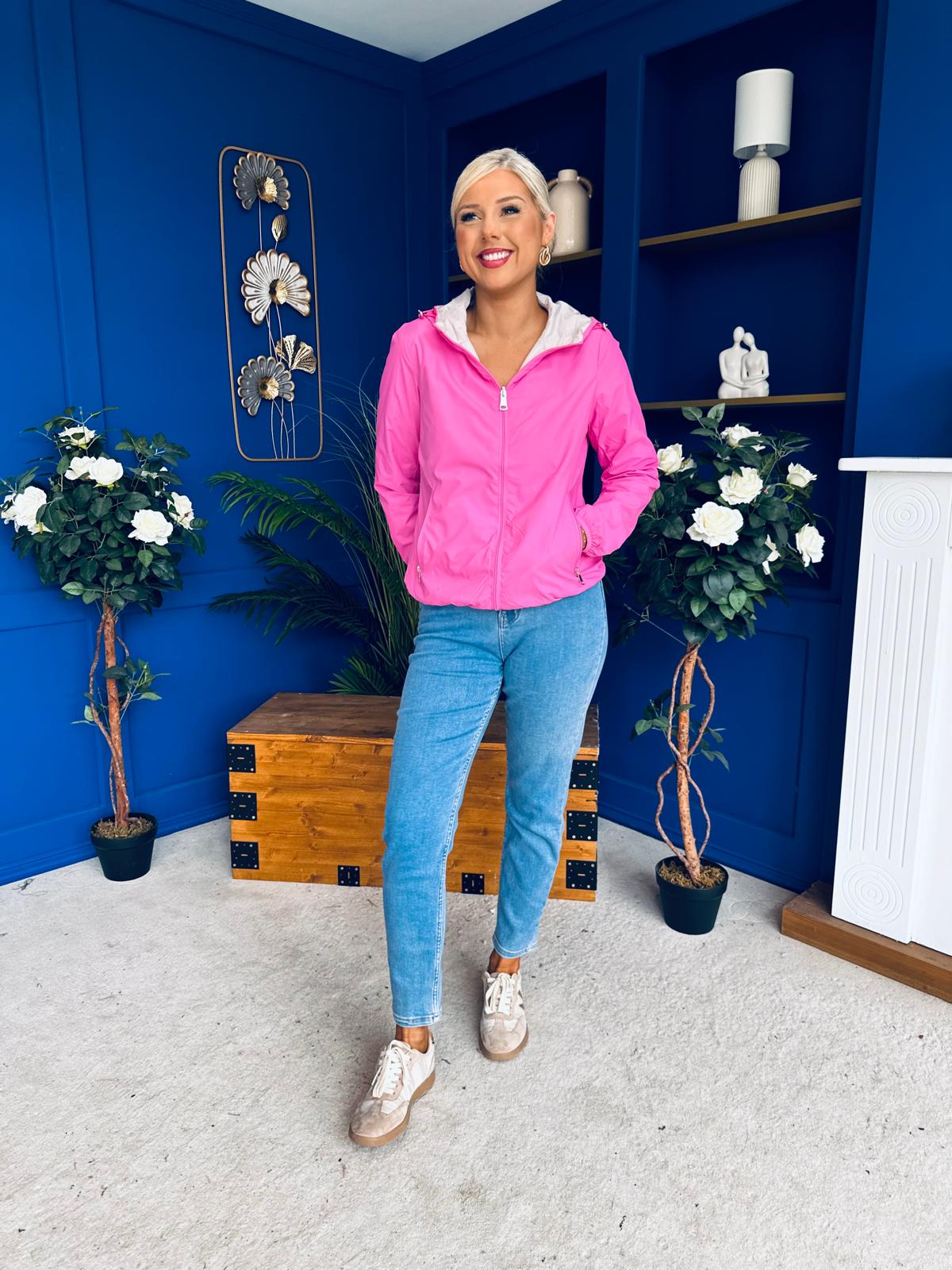 Sophia Hooded Windbreaker Cerise