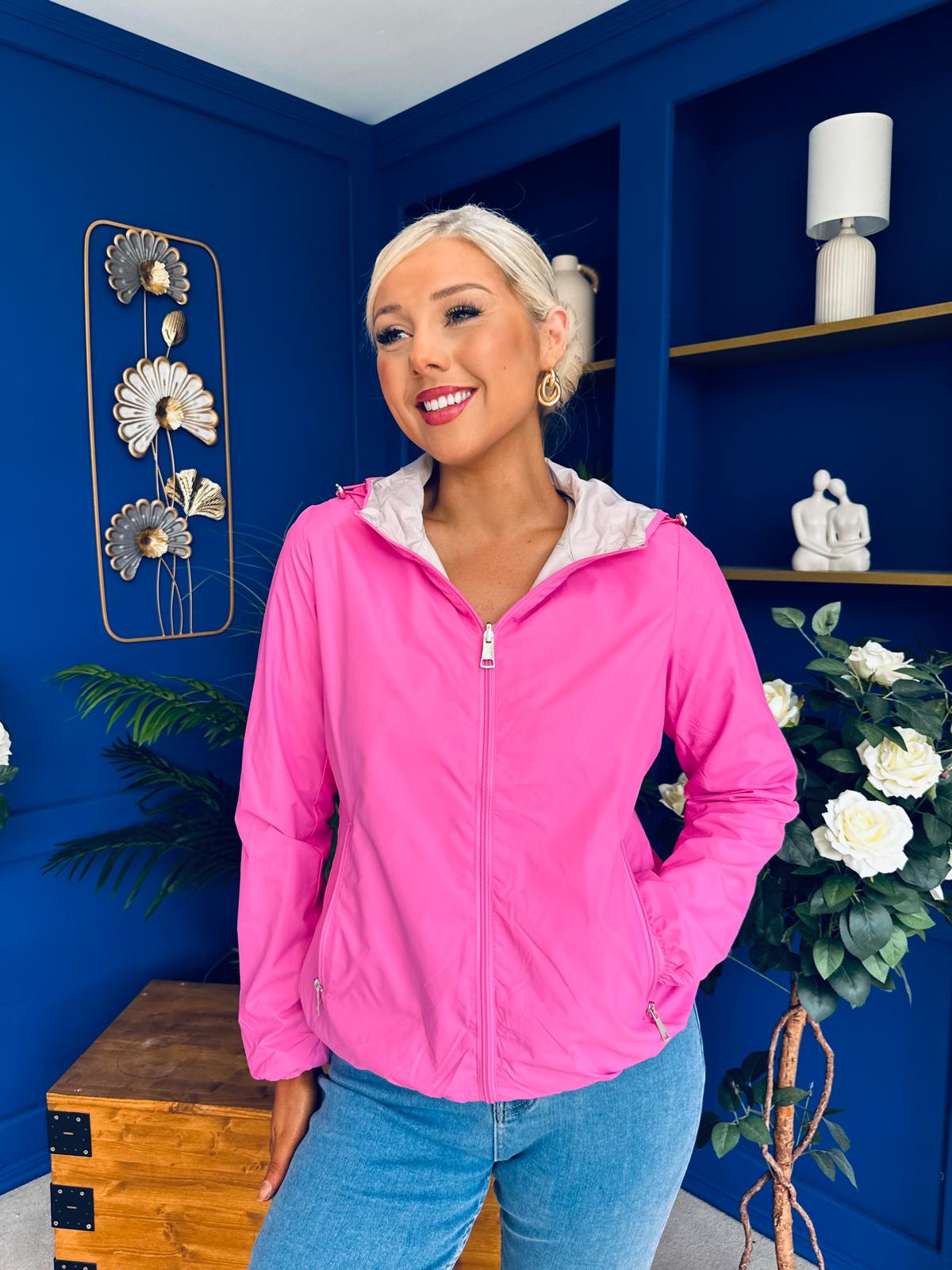 Sophia Hooded Windbreaker Cerise