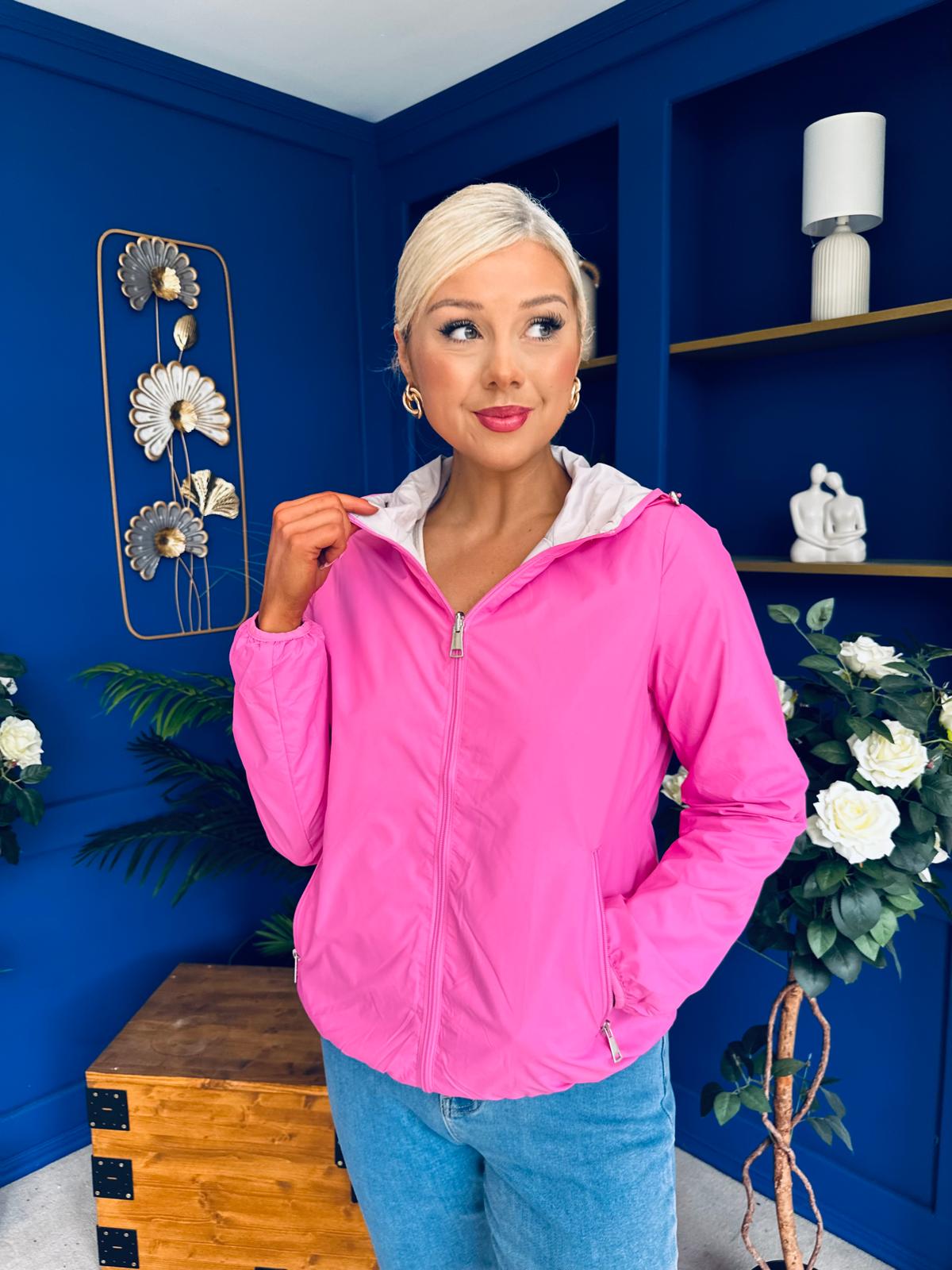 Sophia Hooded Windbreaker Cerise