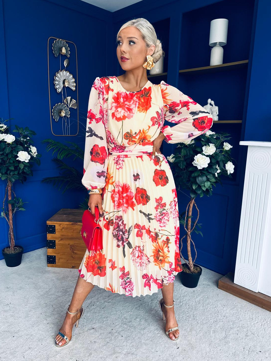 Croia Banded Midi Dress Floral Yellow