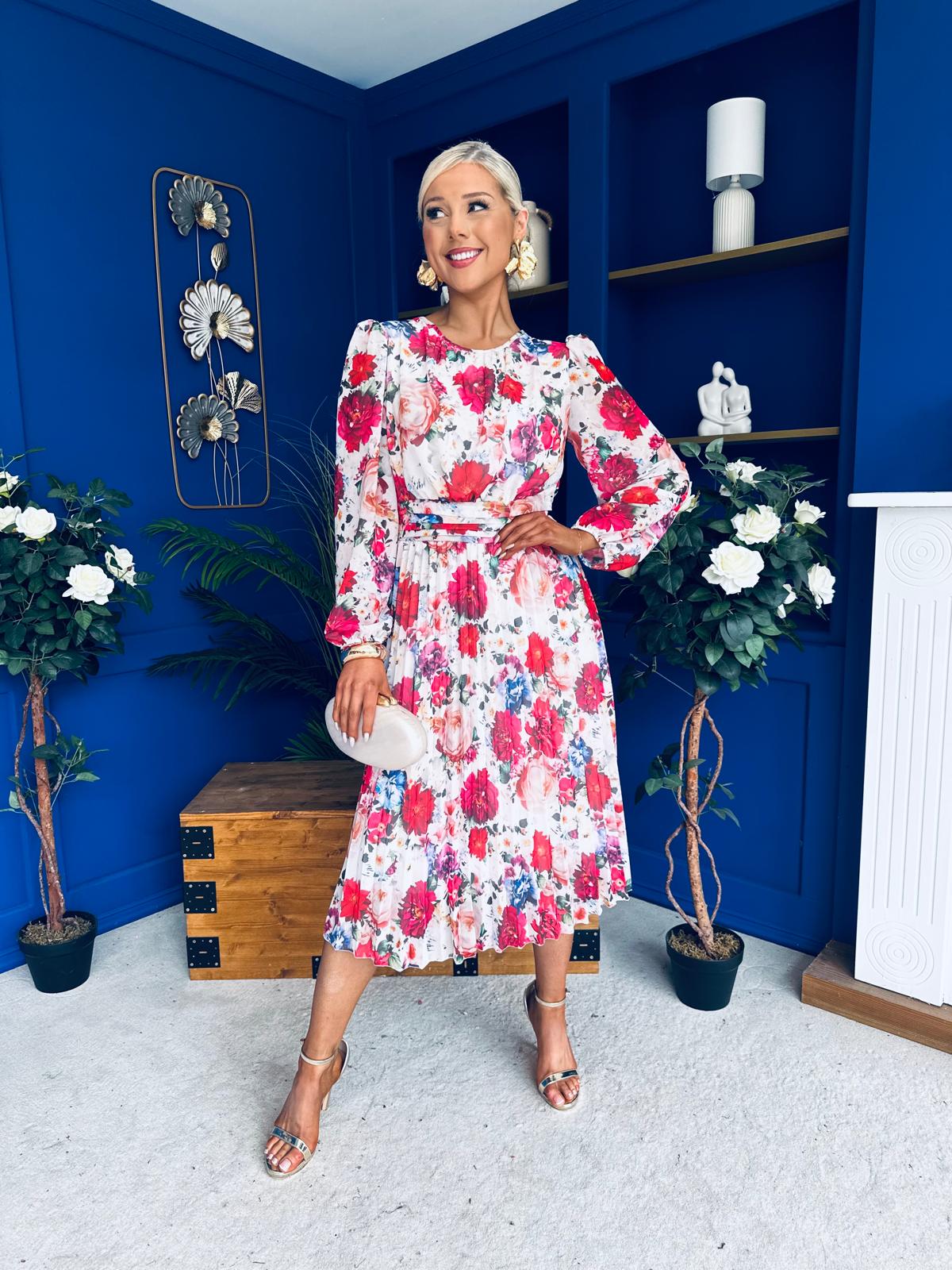 Croia Banded Midi Dress Floral White